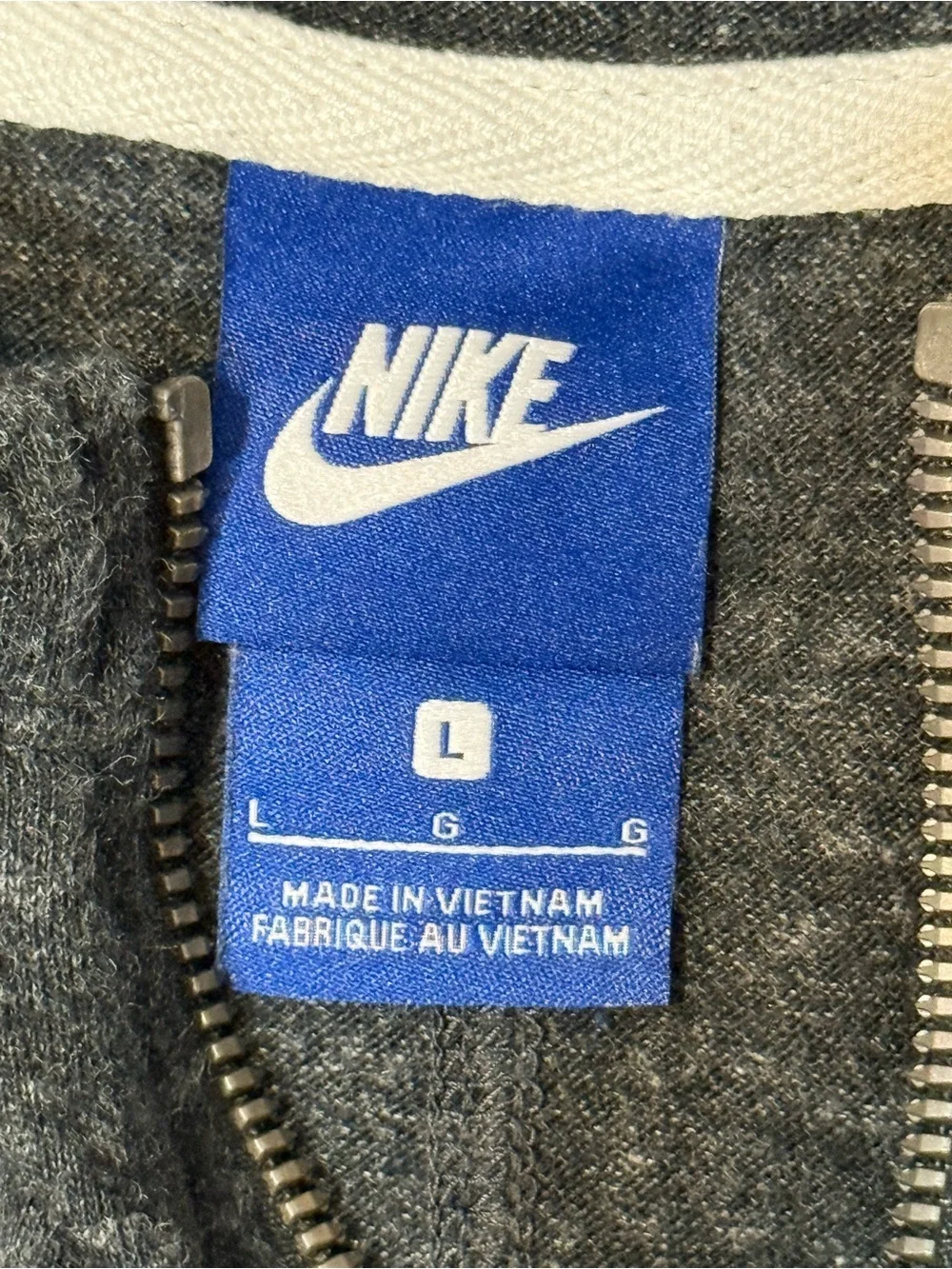 Nike Gym Vintage Hoodie Womens L Gray Full Zip Just Do It Y2K Athleisure